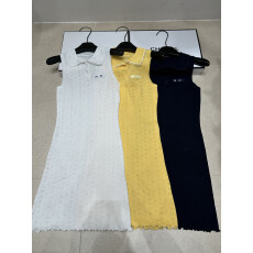 批发Polo花边领无袖针织背心女夏简约贴布字母镂空舒适百搭修身<b class='q'>连衣裙</b>