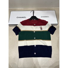 批发2026夏季彩色条纹<b class='q'>圆领</b><b class='q'>开衫</b>短袖<b class='q'>针织</b>衫对条设计感通勤百搭女上衣