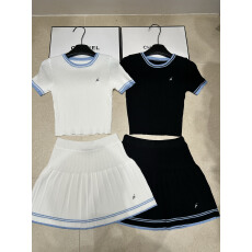 批发2026<b class='q'>夏</b>季新款学院风圆领针织短袖+百褶半裙温柔可爱女两件套装