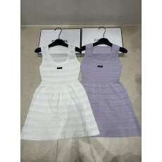 批发小香风镂空条纹针织背心连衣裙女夏季新款收腰显瘦 A字短裙女上衣