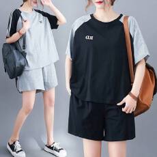 2026夏休闲运动套装女新款宽松大码短袖短裤两件套