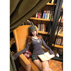 批发260克人棉印花时尚夏季T恤女收腰显瘦紧身短款<b class='q'>不规则</b>y2k新款上衣