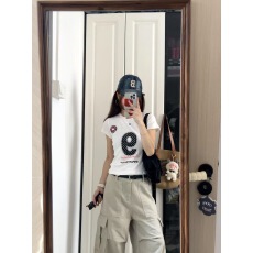 批发纯棉220克40支食毛<b class='q'>韩版</b>新款手感有弹力印花修身收腰短袖<b class='q'>t</b><b class='q'>恤</b>上衣女