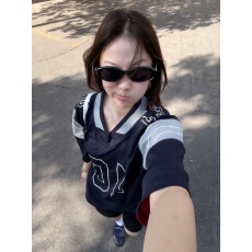批发美式撞色V领数字球衣短袖T恤女夏季轻薄透气<b class='q'>宽松</b>休闲<b class='q'>运动</b>半袖上衣