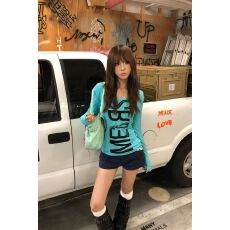 批发260人棉<b class='q'>莫代尔</b> U领字母印花长袖<b class='q'>T</b><b class='q'>恤</b>女修身y2k上衣打底