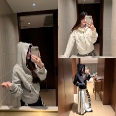 薄款纯棉华棉复合韩版新款设计长袖外套卫衣女
