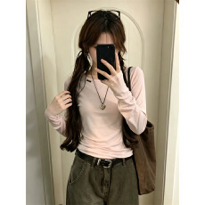 批发260克精品<b class='q'>羊绒</b>韩系长袖T恤女秋穿搭修身内搭打底衫圆领收腰上衣
