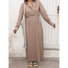 批发大码女士气质优雅纯色<b class='q'>西装</b>领长袖收腰显瘦衬衫式连衣<b class='q'>裙</b>