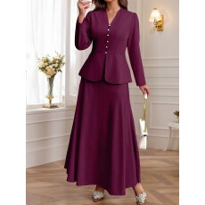 批发大码女士气质优雅V领纯色两件套<b class='q'>裙</b>装，<b class='q'>西装</b>外套半身<b class='q'>裙</b>通勤连衣<b class='q'>裙</b>