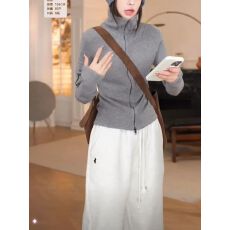 批发加厚慕斯羊绒 秋<b class='q'>冬</b>新款高领女士T恤休闲双拉链外穿设计感打底衫