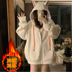 批发纯棉华棉复合银狐绒420g 大码300斤加绒连帽<b class='q'>开衫</b>卫衣男女情侣款潮