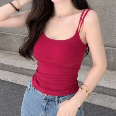 批发新款<b class='q'>夏季</b>韩版双肩带吊带背心女修身显瘦百搭带胸垫<b class='q'>内衣</b>美背上衣潮