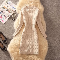 批发韩国气质麻花纹配大衣的OL针织毛衣<b class='q'>连衣裙</b>女秋冬小个子内搭打底裙