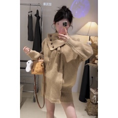 批发韩版时尚氛围感围巾气质宽松毛衣高腰显瘦纯欲包臀半身裙两件套女