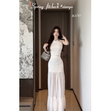 批发夏季清冷富家千金感名媛气质女神范高端精致小香风白色<b class='q'>连衣裙</b>套装