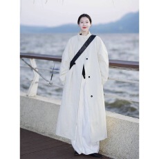 批发白色中长款风衣外套女2025秋季新款设计感小个子英伦风大衣超好看
