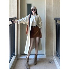 批发秋天穿搭英伦风白色风衣外套女温柔韩剧女主穿搭小个子中长款大衣