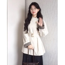 批发白色立领短款风衣外套女2025<b class='q'>春</b>秋季新款爆款小个子韩系高级感休闲