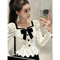 批发黑白拼接丝绒<b class='q'>衬衫女</b>秋高端轻奢减龄洋气巨好看小香风法式小资上衣