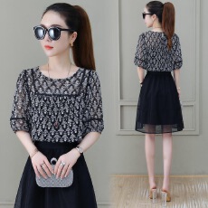 批发时尚减龄气质圆领<b class='q'>雪纺衫女</b>夏季百搭宽松遮肚显瘦上衣<b class='q'>短袖</b>T恤小衫