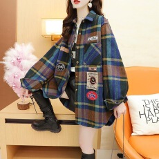 批发春季磨毛格子衬衫女春<b class='q'>秋装</b>2026新款薄款开衫外套宽松韩版<b class='q'>大码</b>衬衣