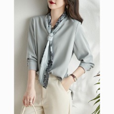 批发气质<b class='q'>雪纺衫女</b>设计感港风小众轻熟衬衣2026春季新款长袖衬衫