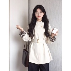 批发白色立领短款风衣外套女2025<b class='q'>春</b>秋季新款爆款小个子韩系高级感休闲