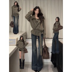 批发巨好看时尚百搭外套女2026年新款爆款<b class='q'>春</b>秋韩系上衣短款风衣设计感