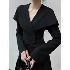 批发2026绝美巨好看秋<b class='q'>冬</b>法式轻熟氛围感漂亮淡人高知穿搭黑色斗篷上衣