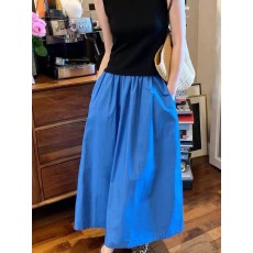 批发氛围感克莱因蓝a字半身裙女夏季早<b class='q'>春</b>2026年时尚新款宽松大摆伞裙
