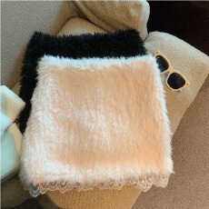 批发圣诞毛毛白色半身裙女秋<b class='q'>冬</b>高腰a字裙辣妹包臀短裙小个子蕾丝裙子