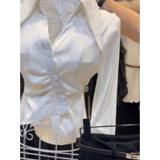 批发气质蕾丝拼接翻领长袖衬衫<b class='q'>女</b>2026秋季新款高级感收腰显瘦别致衬衣