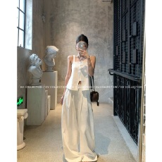 批发解构设计感立体假两件背心阔腿<b class='q'>裤</b><b class='q'>套装</b>2026夏新款<b class='q'>气质</b>上衣显瘦<b class='q'>裤</b>子