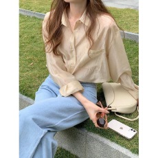 批发法式天丝衬衫女夏季薄款长袖外穿2026新款微透高级感上衣防晒衬衣