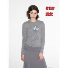 批发文艺气质兰花V领灰色打底毛衣女秋冬绝美高级感修身长袖套头<b class='q'>上衣</b>