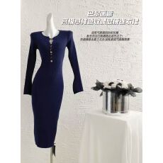 批发针织连衣裙女秋冬高级感法式名媛宴会晚<b class='q'>礼服</b>显瘦气质修身包臀长裙