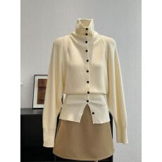 批发设计感假两件高领<b class='q'>针织</b><b class='q'>开衫</b>女秋冬新款时尚洋气减龄外搭慵懒风上衣