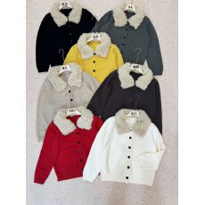 圣诞节新年过年红色毛领毛衣外套女秋冬季加厚宽松慵懒风针织开衫