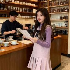 冬上新氛围感打结背心裙+简约打底衫套装配蝴蝶结可拆