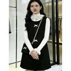 优雅风毛呢裙套装女秋冬新款时尚感淑女气质中长款叠穿两件套