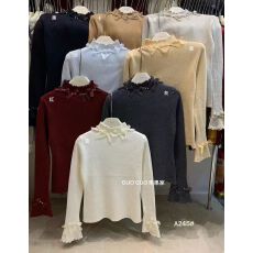 温柔风蝴蝶结半高领针织打底衫女2025秋冬季超好看木耳边内搭上衣