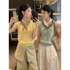 批发十三行2026春季新款<b class='q'>韩版</b>圆领短袖针织衫女小个子百搭上衣配丝巾