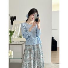 批发浅蓝色<b class='q'>薄款</b>镂空<b class='q'>针织衫</b>女2026春夏季新款大码胖mm外搭罩衫收腰上衣