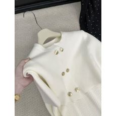批发法式高级感修身显瘦抗条V领长袖针织衫上衣双排扣披肩两件套女秋