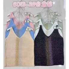 批发<b class='q'>外贸</b>欧货亮丝V领针织背心女夏季新款性感烫钻设计感<b class='q'>西装</b>内搭上衣