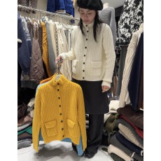 批发韩版2025秋冬新款女装时尚百搭单排扣毛衣<b class='q'>外套</b>高领<b class='q'>长袖</b>针织上衣