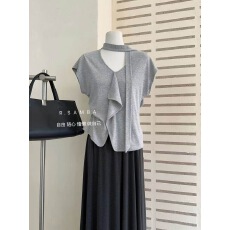 批发法式通勤风V领荷叶边<b class='q'>短袖</b><b class='q'>T</b><b class='q'>恤</b>女<b class='q'>白色</b>甜美风2026年春夏显瘦气质上衣