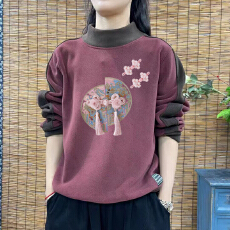 德绒卫衣女秋冬季半高领打底衫2025新款爆款国风时尚高端上衣