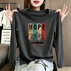 批发<b class='q'>纯棉</b>长袖印花宽松外穿2026新款女洋气欧货大码胖mm遮肚高级感上衣