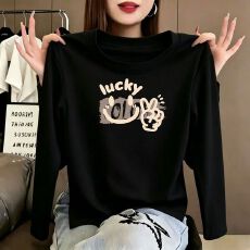 批发<b class='q'>纯棉</b>长袖印花宽松外穿2026新款女洋气欧货大码胖mm遮肚高级感上衣